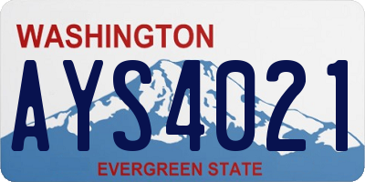 WA license plate AYS4021