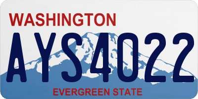 WA license plate AYS4022