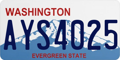 WA license plate AYS4025