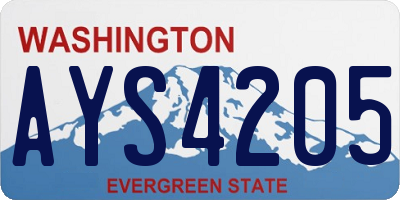 WA license plate AYS4205