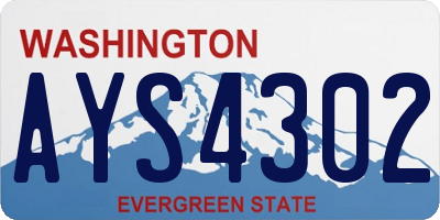 WA license plate AYS4302