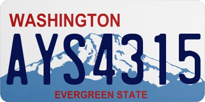WA license plate AYS4315