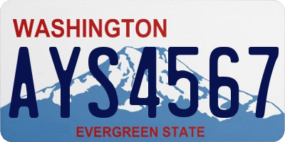 WA license plate AYS4567