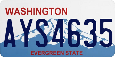 WA license plate AYS4635