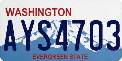 WA license plate AYS4703