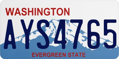 WA license plate AYS4765