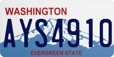 WA license plate AYS4910