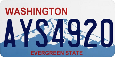 WA license plate AYS4920