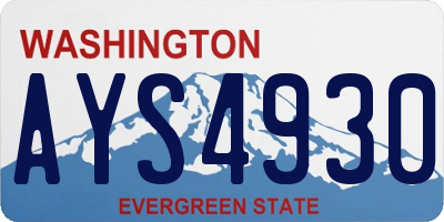 WA license plate AYS4930