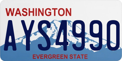 WA license plate AYS4990