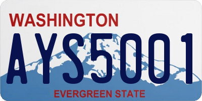 WA license plate AYS5001