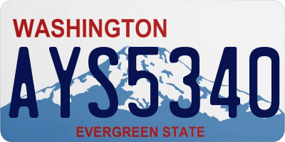 WA license plate AYS5340