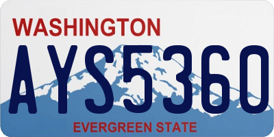 WA license plate AYS5360