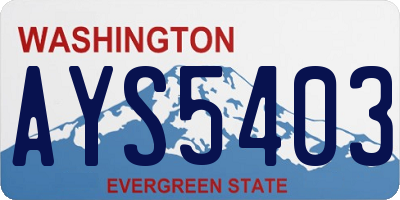 WA license plate AYS5403