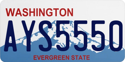 WA license plate AYS5550