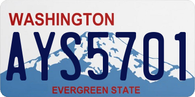 WA license plate AYS5701