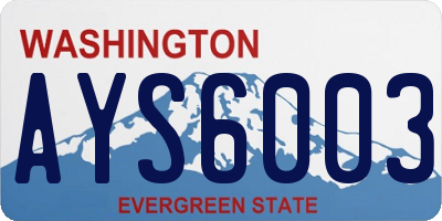 WA license plate AYS6003