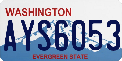 WA license plate AYS6053