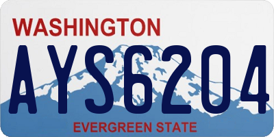 WA license plate AYS6204