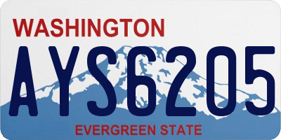 WA license plate AYS6205