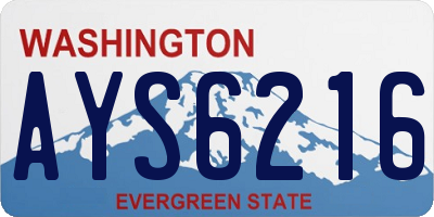 WA license plate AYS6216