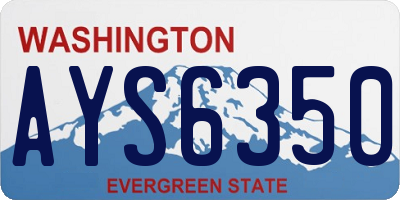WA license plate AYS6350