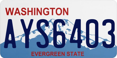 WA license plate AYS6403