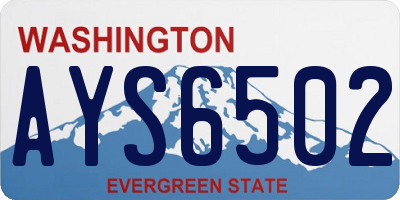 WA license plate AYS6502
