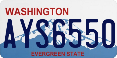 WA license plate AYS6550