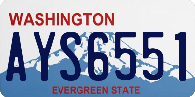 WA license plate AYS6551