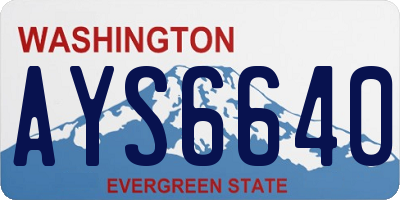 WA license plate AYS6640
