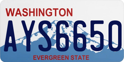 WA license plate AYS6650