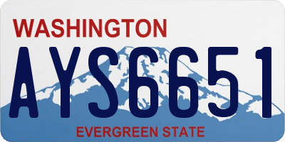 WA license plate AYS6651