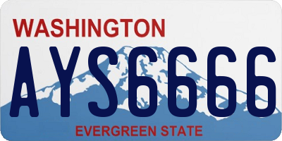 WA license plate AYS6666