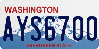 WA license plate AYS6700