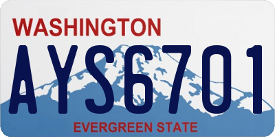 WA license plate AYS6701