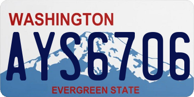 WA license plate AYS6706