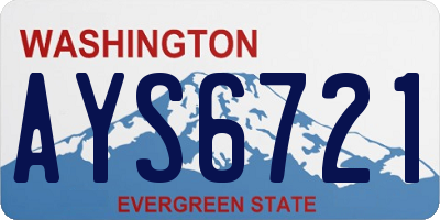 WA license plate AYS6721