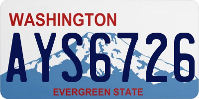WA license plate AYS6726
