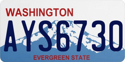 WA license plate AYS6730