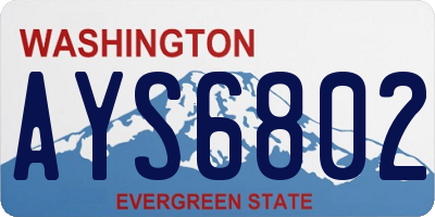 WA license plate AYS6802