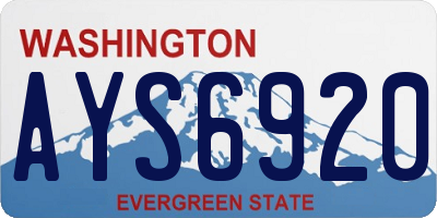 WA license plate AYS6920