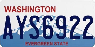 WA license plate AYS6922