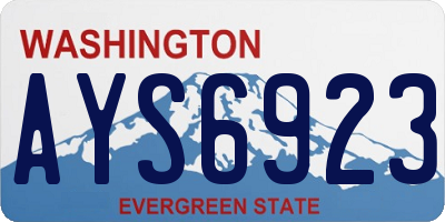 WA license plate AYS6923