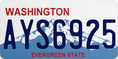 WA license plate AYS6925