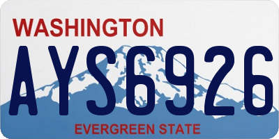 WA license plate AYS6926
