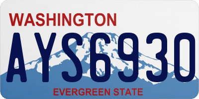 WA license plate AYS6930