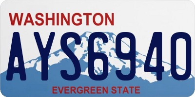 WA license plate AYS6940