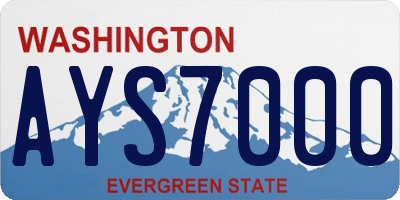 WA license plate AYS7000
