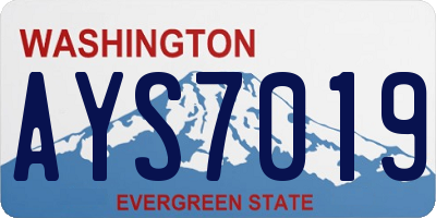 WA license plate AYS7019